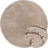 A round rug with a geometric pattern and a close-up of its texture. Anteprima dell’immagine prodotto