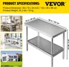 A collage of images showing a stainless steel work table and other household scenes. Voir les images du produit