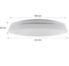 A white, circular ceiling light with dimensions indicated by dashed lines and text. Produktbild-Vorschau