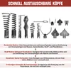 A collection of drain cleaning attachments and their descriptions. Produktbild-Vorschau