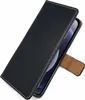 A black flip case for a smartphone is shown from a diagonal angle, with the phone partially visible inside. Produktbild-Vorschau
