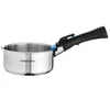 A stainless steel saucepan with a black handle is shown against a white background. Anteprima dell’immagine prodotto