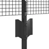 A close-up view of a black metal fence post with a wire mesh fence attached. Podgląd zdjęcia produktu