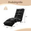 A diagram showing the dimensions of a black chaise lounge. Produktbild-Vorschau