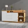 A modern sideboard with LED lighting in a living room setting. Produktbild-Vorschau