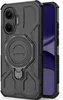A black protective phone case with a ring holder is shown from the back, with a sliver of a phone screen visible on the right. Produktbild-Vorschau