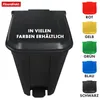 A black pedal bin is shown, with examples of other colored lids on the right side. Náhled obrázku produktu