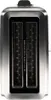 A top-down view of a silver and black toaster. Produktbild-Vorschau