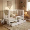 Weiß Babybett,Gitterbet mit Shublade 120x60cm, Umwandelbar Produktbild-Vorschau 4