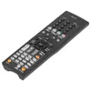A black remote control is shown from a diagonal angle on a white background. Produktbild-Vorschau