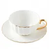 Porzellan Tasse mit Untertasse 220 ml Weiß Gold – Elegante Produktbild-Vorschau 2