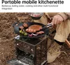 A person is cooking on a portable kitchenette in an outdoor setting. Náhled obrázku produktu