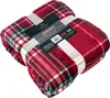 A folded red plaid Sherpa blanket is shown against a white background. Produktbild-Vorschau