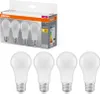 A product shot of a four-pack of OSRAM LED light bulbs in their packaging, with four individual bulbs displayed in the foreground. Produktbild-Vorschau