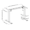 A technical drawing of an adjustable desk frame with dimensions indicated. Náhled obrázku produktu