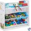 Detský regál Relaxdays, 6 boxov, 4 látkové priehradky, Náhľad obrázku produktu 1