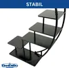 A black metal tiered plant stand with a curved design, shown against a white background. Produktbild-Vorschau