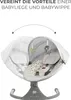 A baby bouncer/rocker shown in two positions, illustrating its functionality. The product is on a white background with text above it. Produktbild-Vorschau