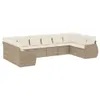 10-tlg. Garten-Sofagarnitur mit Kissen Beige Poly Rattan Produktbild-Vorschau 2