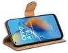 A flip-style phone case with a smartphone inside, shown from a slightly elevated angle. Anteprima dell’immagine prodotto