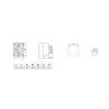 Technical drawings and a dimension table for an electrical switch. Produktbild-Vorschau