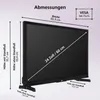 A diagram showing the dimensions of a television, with measurements for height, width, and depth, both with and without the stand. It also indicates the VESA mount size. Produktbild-Vorschau
