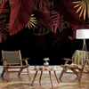 Vlies Fototapete - Jungle and composition - red and gold Produktbild-Vorschau 1
