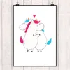 Mr. & Mrs. Panda Bild Einhorn Mitteilung DIN A2 - Weiß - Produktbild-Vorschau 2