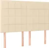 vidaXL Čelo postele krémové 144x5x118/128 cm látka Náhľad obrázku produktu 1