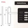 Diagram showing dimensions and specifications of a door handle. Produktbild-Vorschau