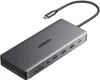 A gray UGREEN USB-C hub with multiple ports and a connected USB-C cable is shown against a white background. Produktbild-Vorschau
