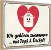 vianmo Holzschild 20x30 cm Topf & Deckel gehören zusammen Produktbild-Vorschau 1