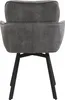 Rear view of a dark gray upholstered chair with black metal legs. Produktbild-Vorschau