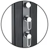 A close-up view of a shower panel with three chrome-plated handles and a small nozzle. Náhled obrázku produktu