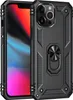 A black protective phone case with a ring holder is shown on a black background. Produktbild-Vorschau