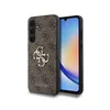 A smartphone case with a repeating Guess logo pattern and a large Guess logo in the center, shown next to a smartphone. Podgląd zdjęcia produktu