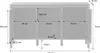 A diagram of a sideboard with dimensions indicated by text and arrows. Produktbild-Vorschau