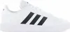 A side view of a white Adidas sneaker with black stripes. Produktbild-Vorschau