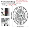 A large wall clock with Roman numerals and a starburst design in the center, along with informational text and close-up images of the clock's details. Anteprima dell’immagine prodotto