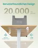 A close-up view of the underside of a height-adjustable desk, showcasing its support structure and demonstrating its load capacity and quiet operation. Produktbild-Vorschau
