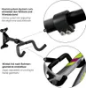 A bicycle wall mount with close-up views highlighting its adjustable features and how it holds a bicycle frame. Produktbild-Vorschau