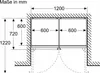 A technical drawing showing the dimensions of a refrigerator. Produktbild-Vorschau