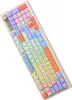 A top-down view of a mechanical keyboard with colorful keycaps. Produktbild-Vorschau