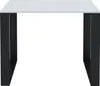 A product shot of a table with a white top and black legs, isolated on a white background. Náhled obrázku produktu