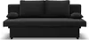 A black sofa with two large back cushions and two smaller side cushions, shown from the front. Produktbild-Vorschau