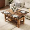 A coffee table set up for a meal in a living room setting. Voir les images du produit