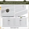 A collage of close-up shots of a white sideboard, highlighting its details and a full view of its doors. Produktbild-Vorschau