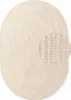 An oval-shaped rug made of braided jute material, shown from a top-down perspective on a white background. A circular inset highlights the texture of the rug.