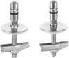 Two metal toilet seat hinges with mounting hardware. Podgląd zdjęcia produktu
