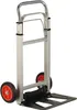 A silver and black foldable hand truck with red wheels, shown against a white background. Náhled obrázku produktu